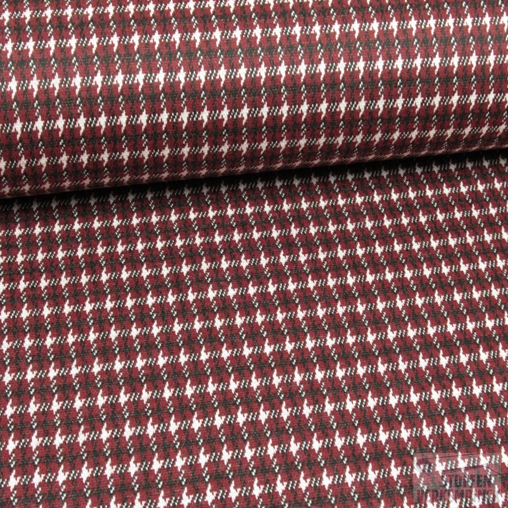 Jersey Jacquard Pied de Poule Bordeaux