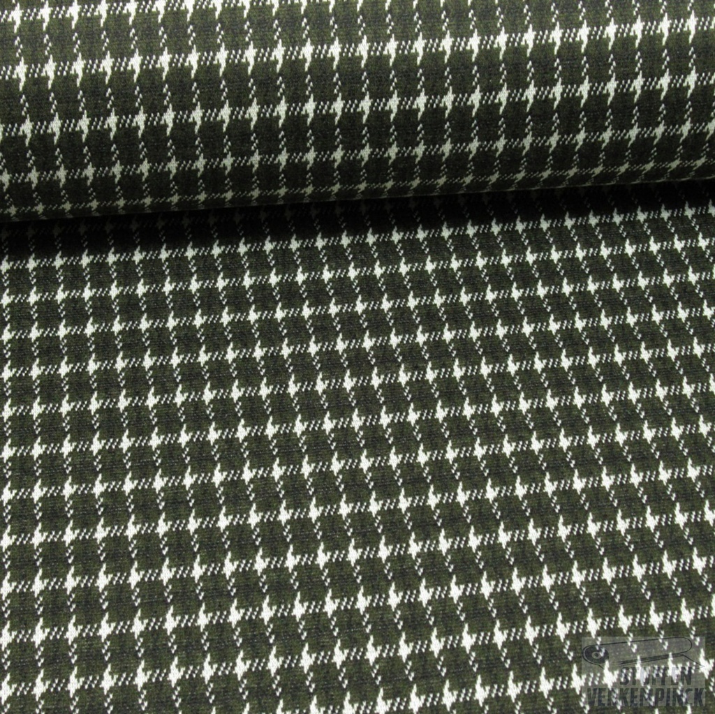 Jersey Jacquard Pied de Poule Khaki