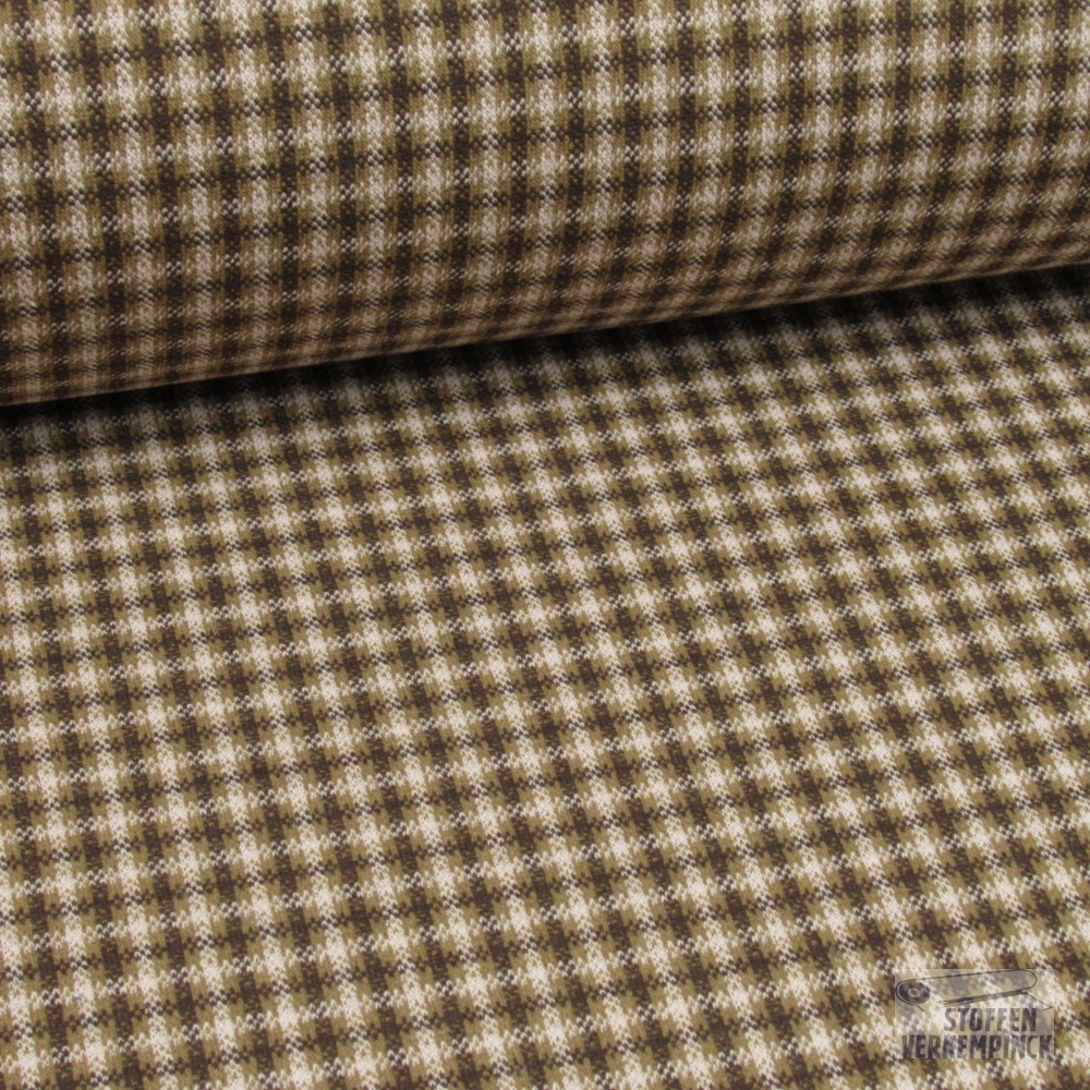 Jersey Jacquard Ruitje Bruin - LAGE PRIJS