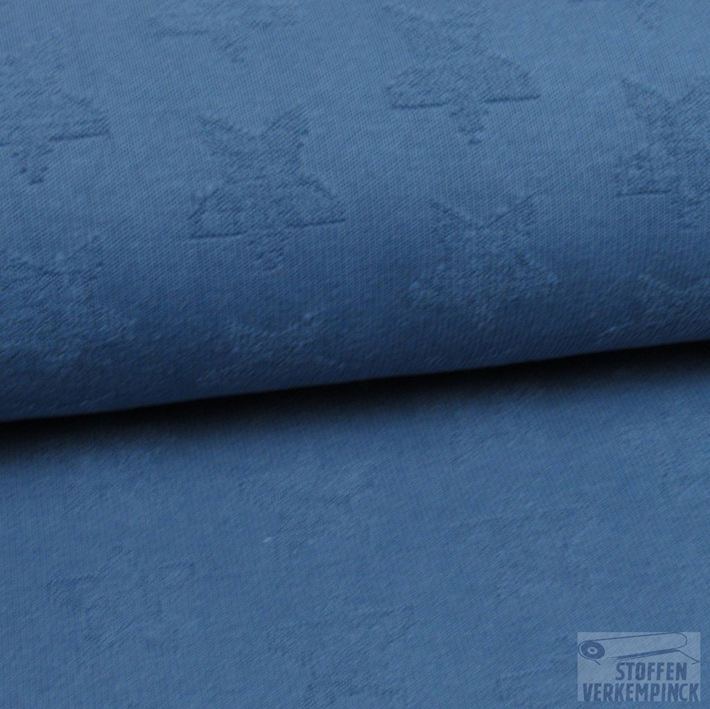 Jersey Jacquard Ster Blauw