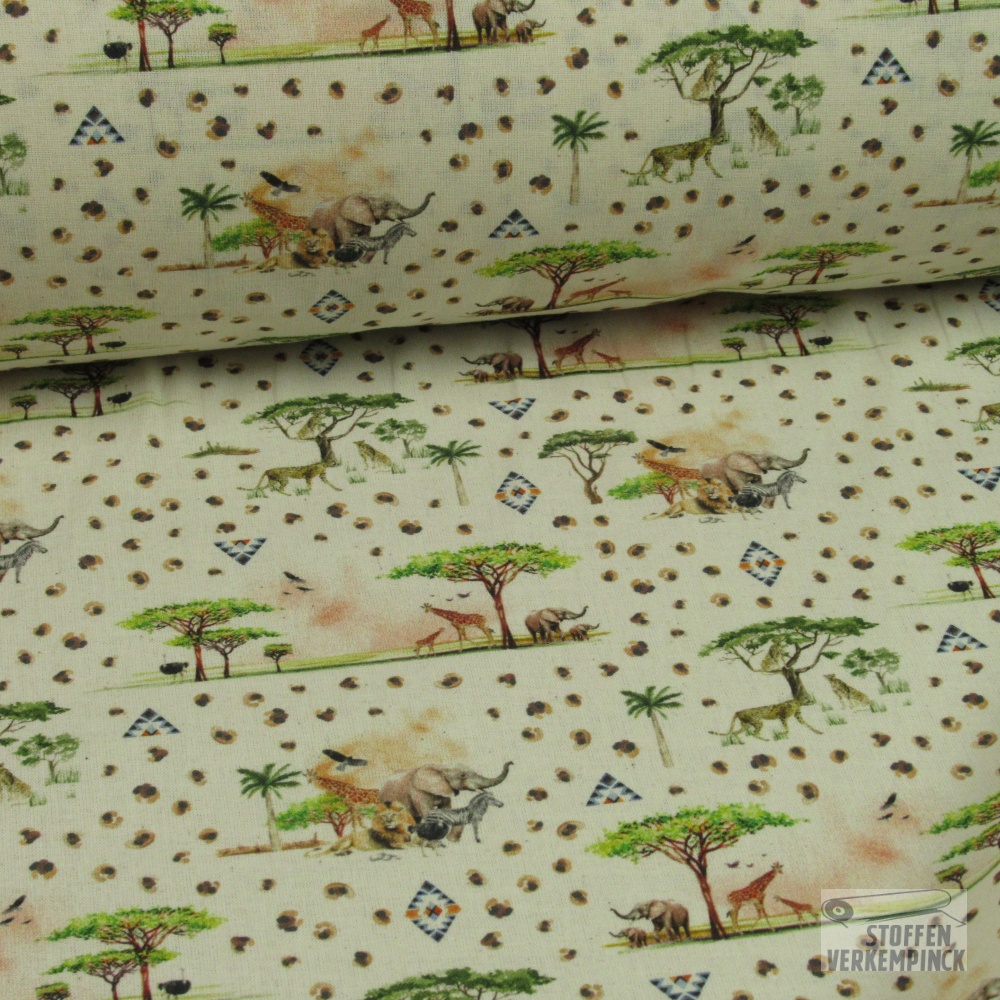 Katoen Bio Print Savanne