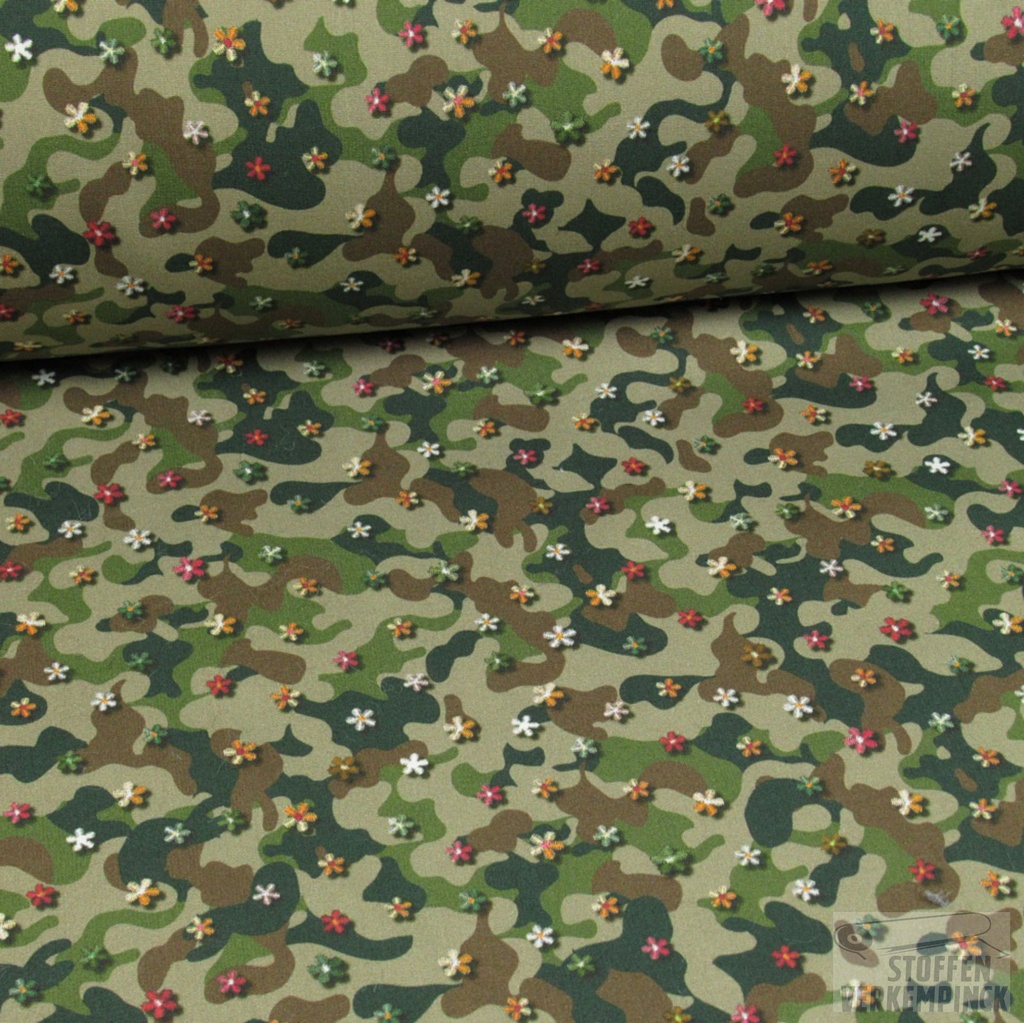 Katoen Print Bloemetjes Camouflage