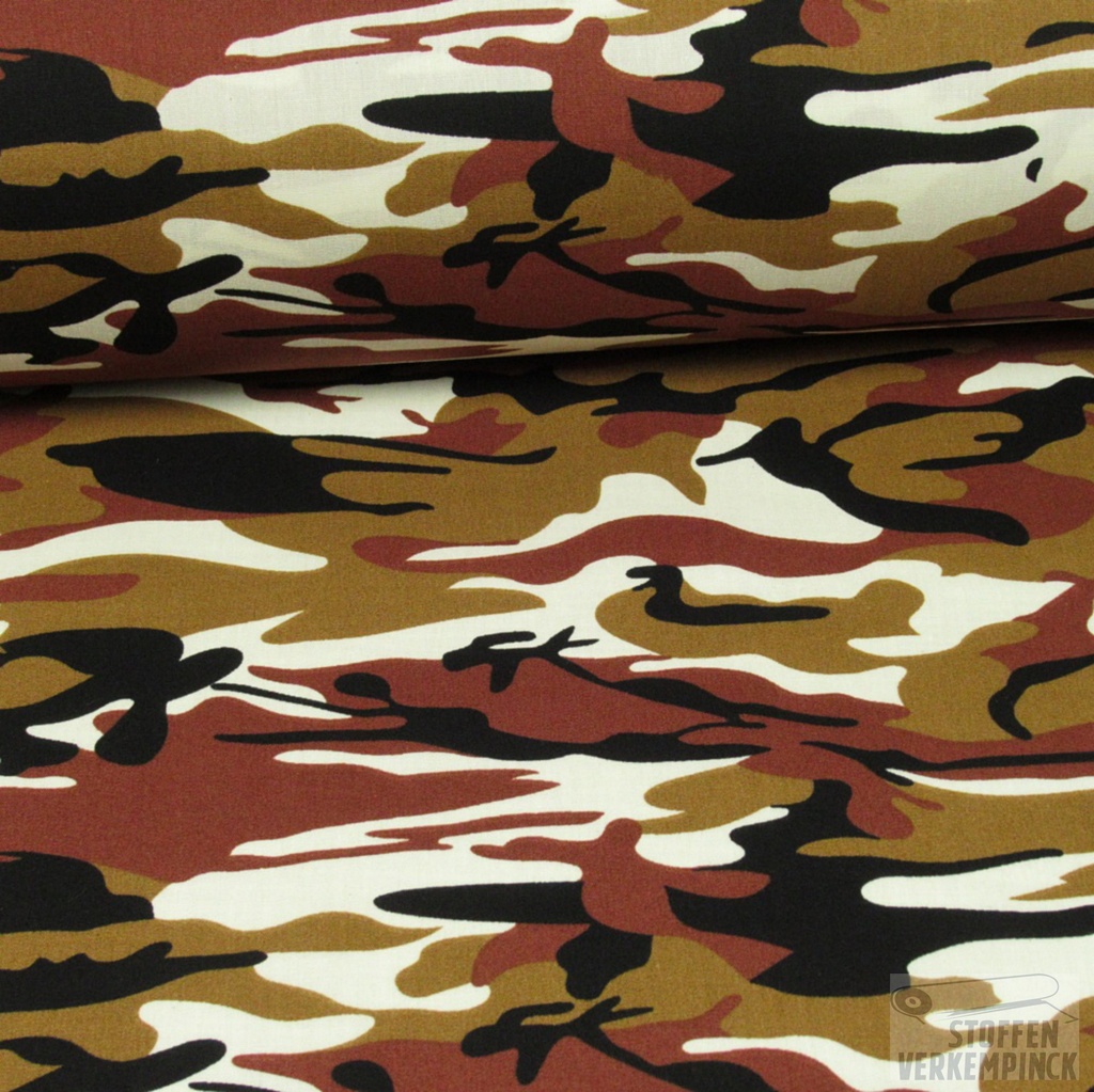 Katoen Print Camouflage Bruin