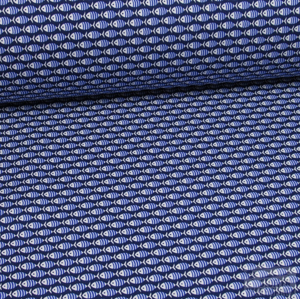 Katoen Print Visjes Blauw