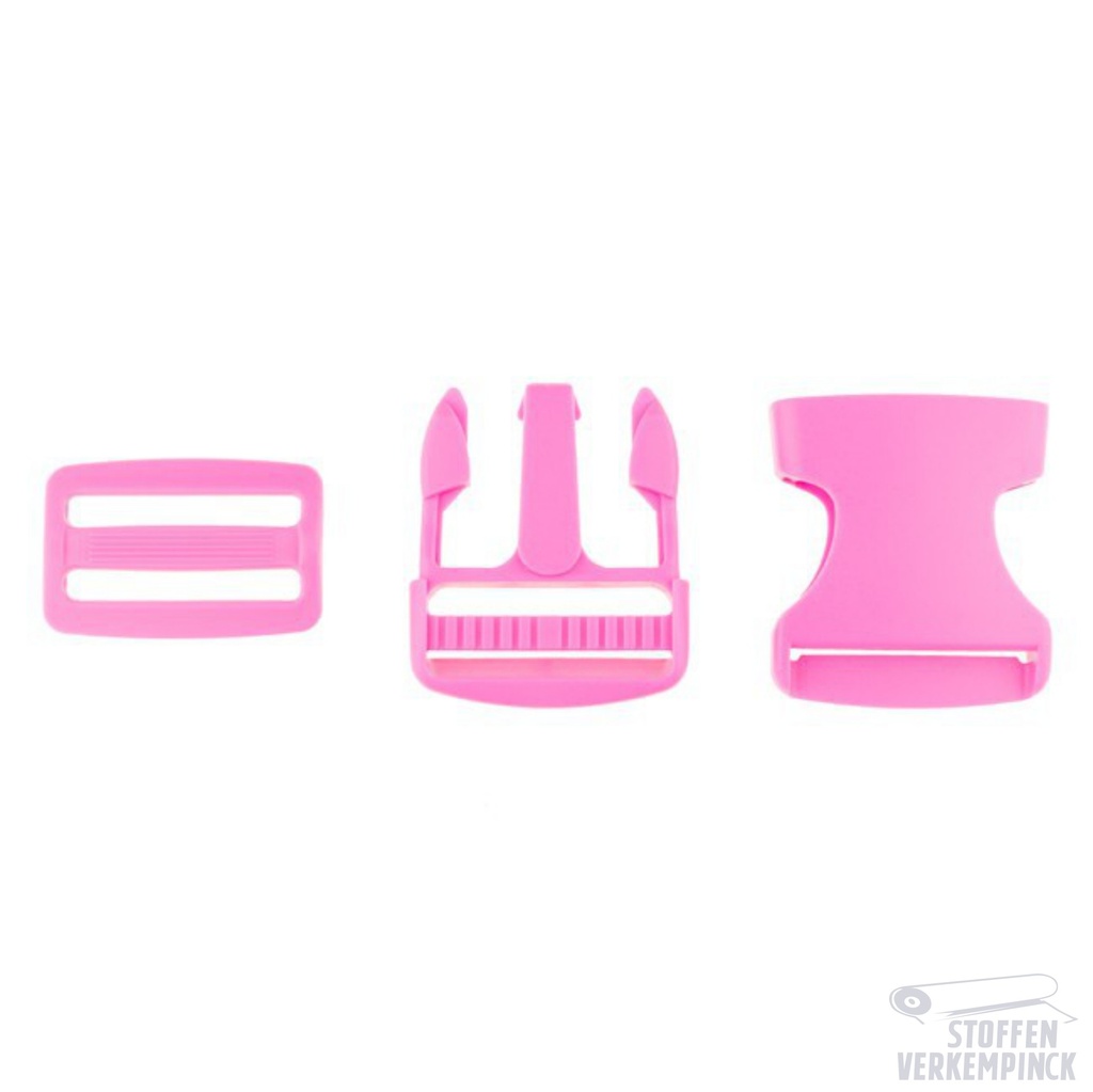 Klikgesp + schuifgesp 3,8cm Fuchsia