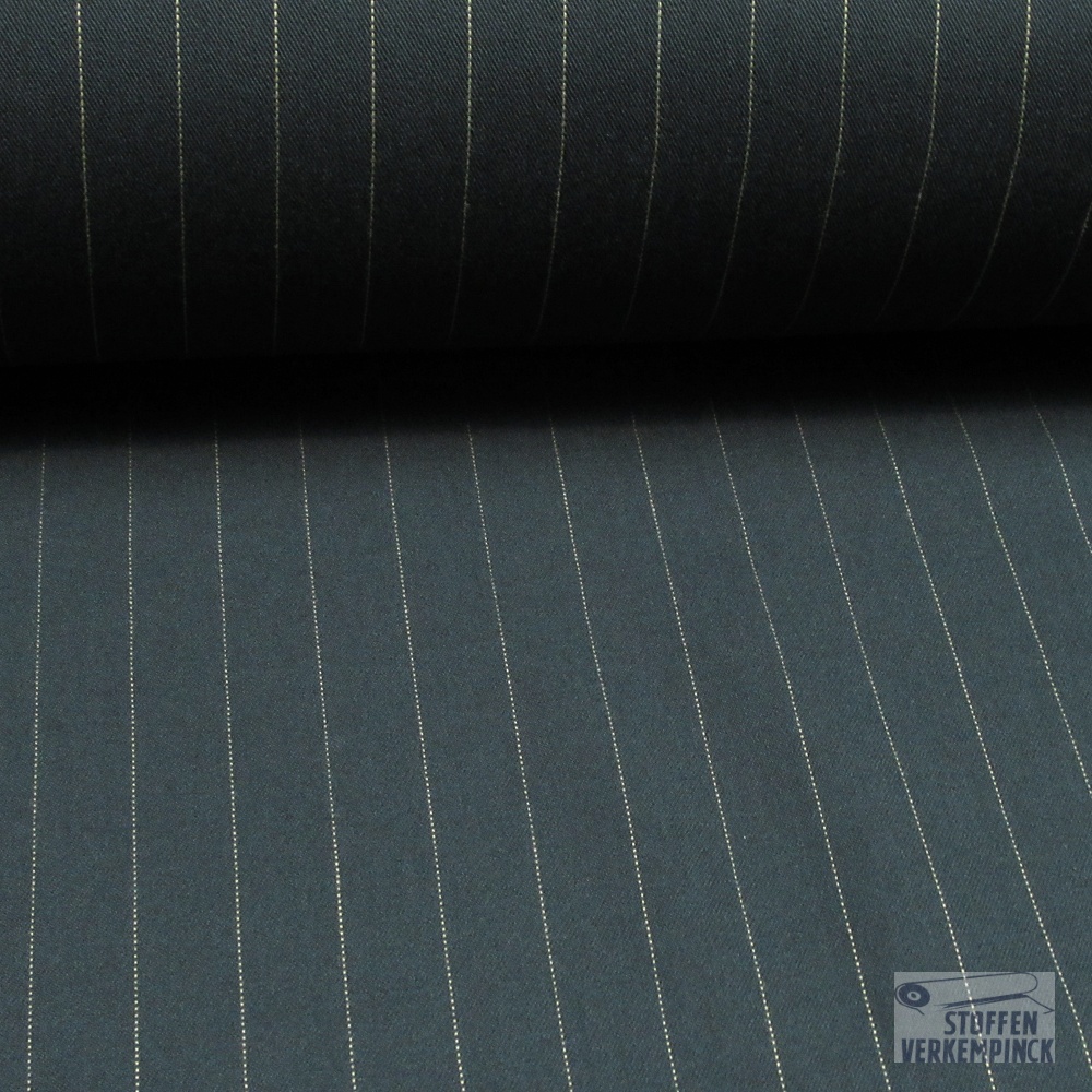Gabardine Krijtstreep  18 mm  Zwart/Beige
