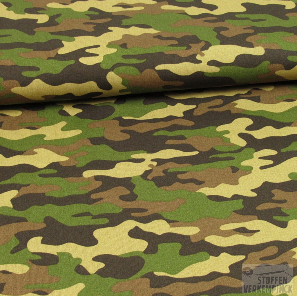 Popeline Print Camouflage Army
