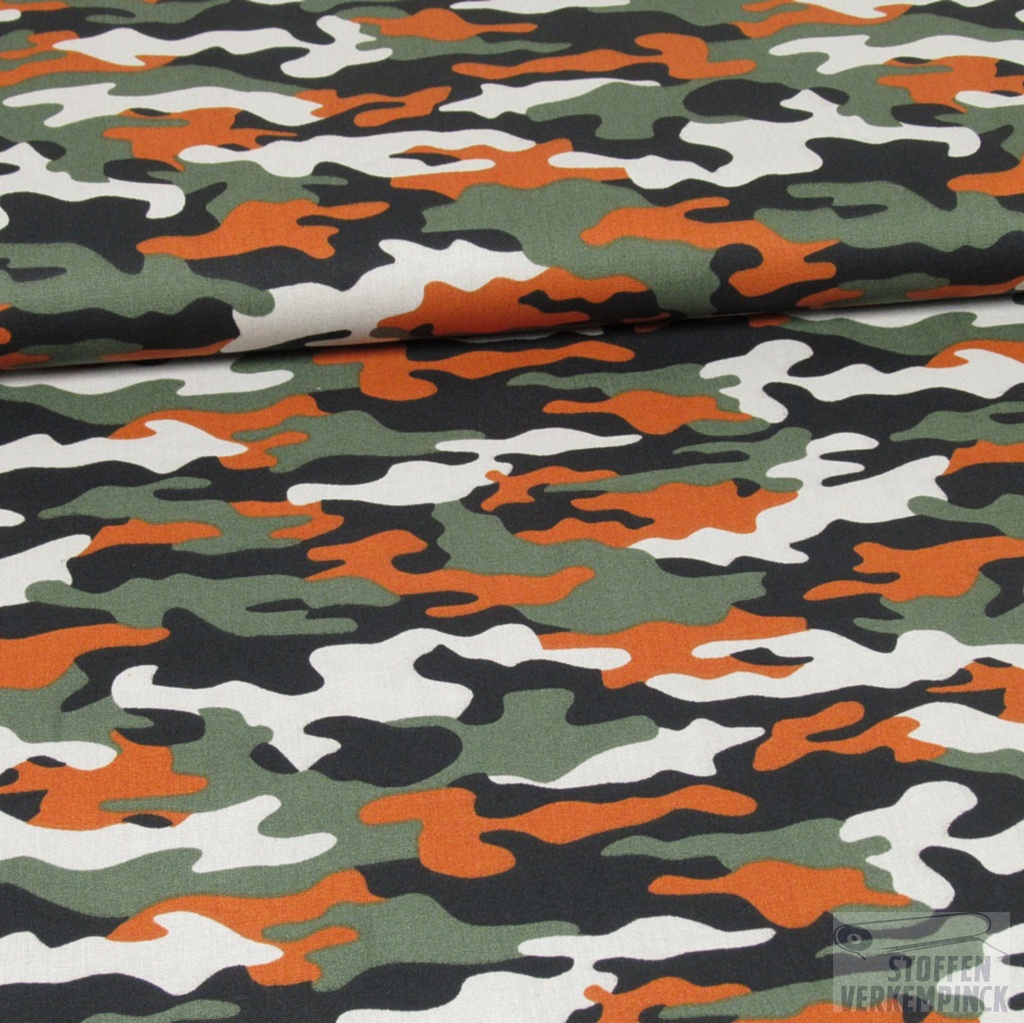 Popeline print camo - dark green