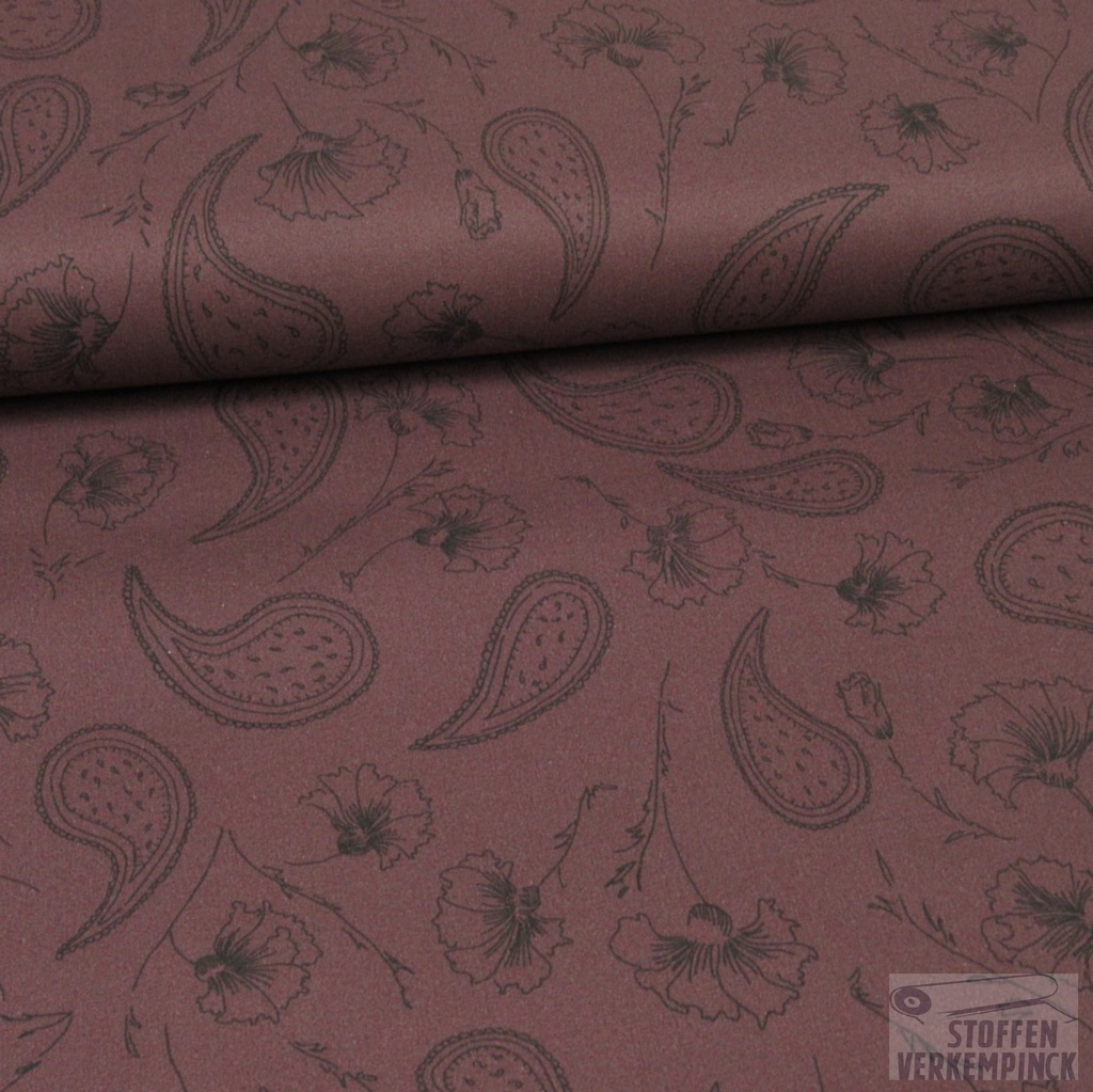 Popeline Stretch Paisley & Bloem