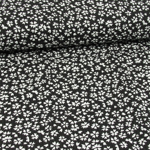[HE-206303-0001] Seersucker Print Bloemetjes Zwart