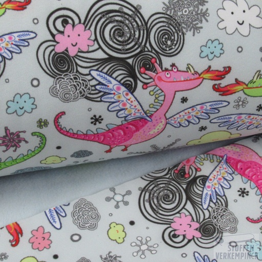 [NO-04130-061] Softshell Print Little Miss Dragon Licht Blauw