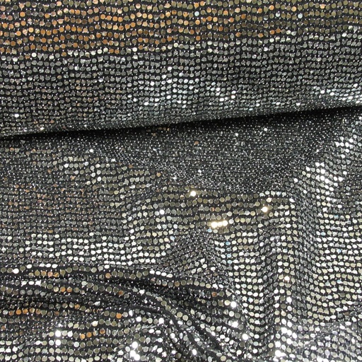 [CI-5401-PAI ELA GINGER-07] Stretch Jersey met Pailletten Zwart/Zilver