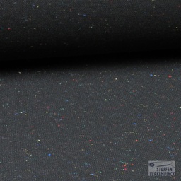 [FA-1086-7] Tweed met Gekleurde Spikkels Zwart