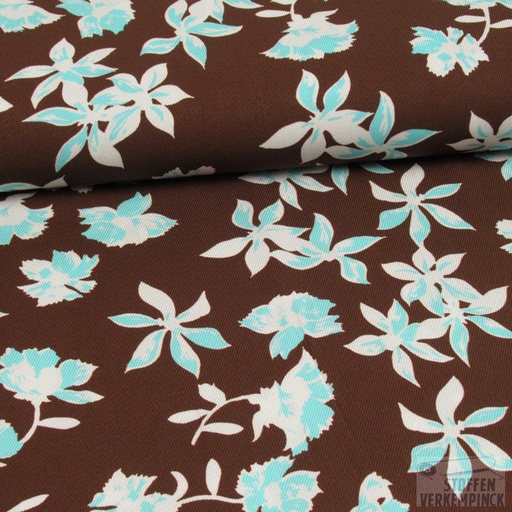 [EDI-0192026] Viscose Print Flowers Brown