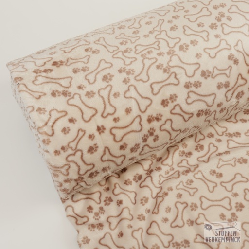 [ZA-902741-07] Wellness Fleece Print Bones & Paws Ecru/Beige
