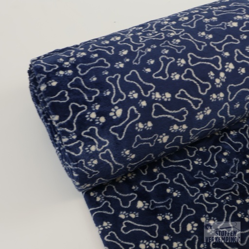 [ZA-902741-01] Wellness Fleece Print Bones & Paws Navy/Ecru