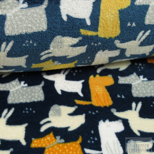 [HE-133.771-0001] Wellness Fleece Print Hondjes Navy
