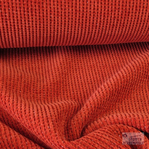 [NO-20288-014] Jersey Chenille met Lurex Rood