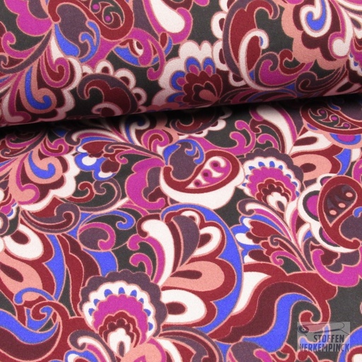 [096-19062-400] Scuba Crèpe Retro Paisly Violet
