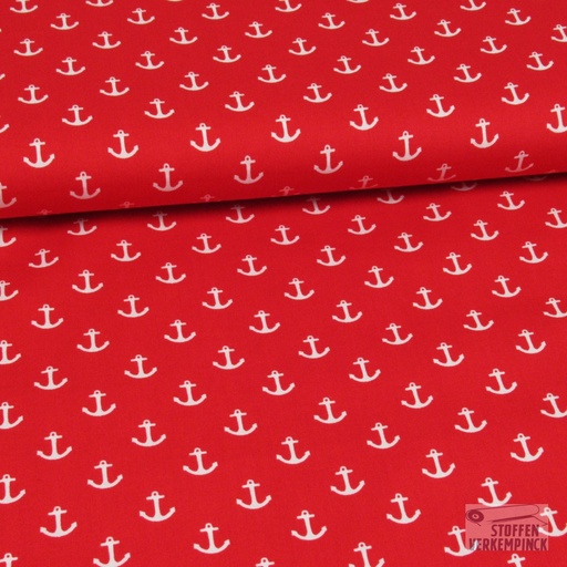 [206-4642-15] Popeline Print Anker Rood