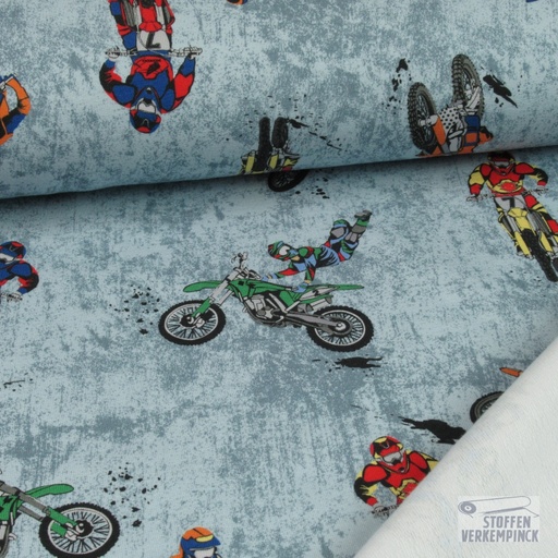[206-5054-1401] French Terry Digital Bikes Licht Blauw