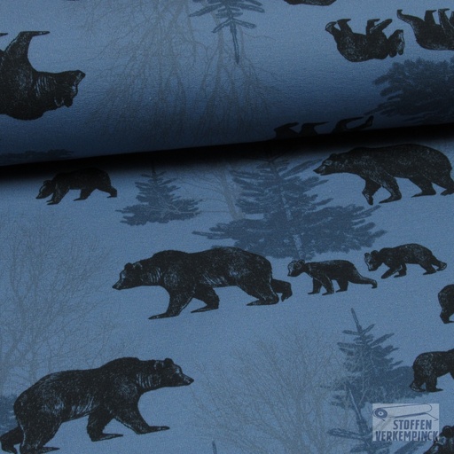 [206-5134-401] French Terry Digi. Bears - Blauw