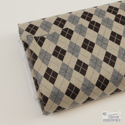 [ZA-902918-01] Jacquard Jersey Wieber Beige/Bruin/Grijs