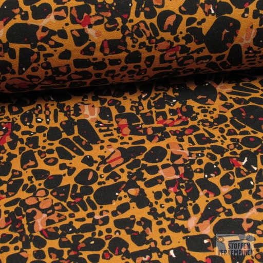 [420-2065] Jersey Viscose Abstracte Print - Cognac