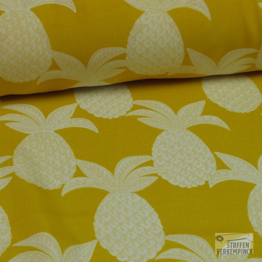 [420-2071 LAGERE PRIJS] Viscose Print Ananas Geel