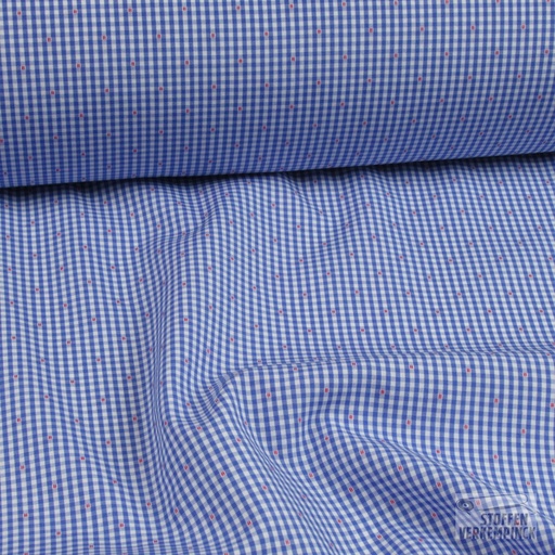 [456-0017] Popeline Dobby Wit/Blauw/Rood