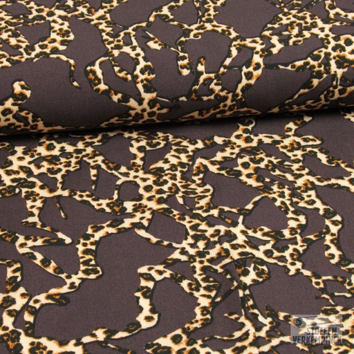 [QT-PC2109-058] Viscose Twill Luipaardmotief Bruin