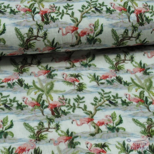 [ST-19119-02 HD] Double Gauze digital Flamingo's