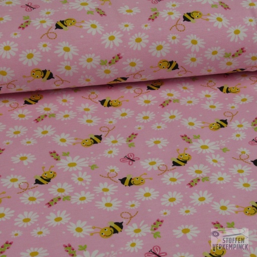 [ZA-030191-01] Jersey Print Bees & Daisies Rose