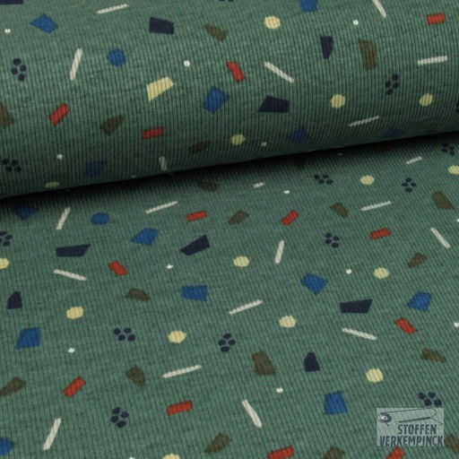 [028-06452-007] Jersey Rib Vormpjes Oud Groen