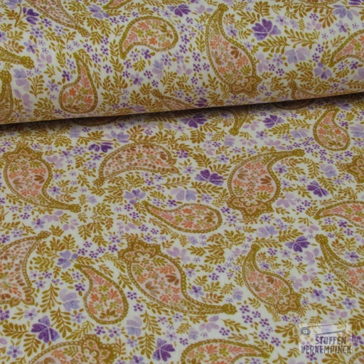 [028-06870-013] Double Gauze Digital Paisley Oker/Lila