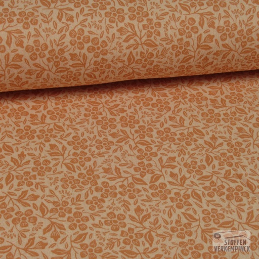 [028-06918-025] Double Gauze Bloemen ton sur ton Zalm