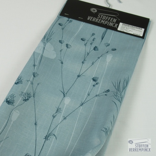 [181-OPTICA410624P-5] Dimout dig. print veldbloemen blauwgroen