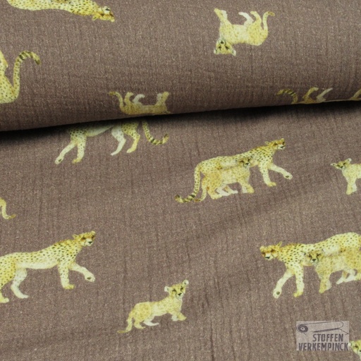 [206-5140-1353] Double Gauze Digital Cheetah Bruin
