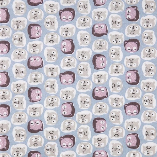 [321-29621] Katoen Print Chouco Bleu Layette/Vieux Rose 1U