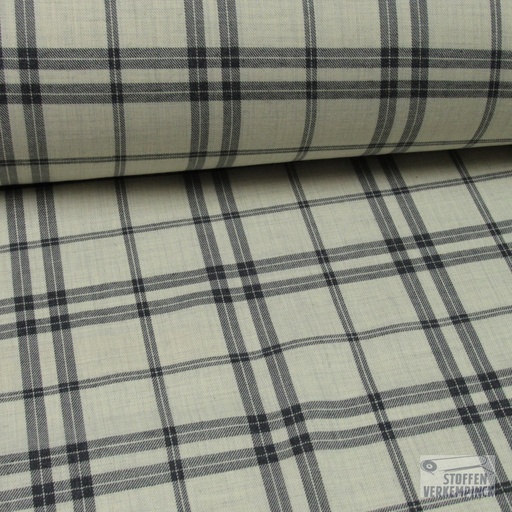 [420-2103] Twill Katoen Ruit Ecru/Antraciet