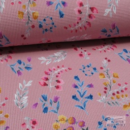 [021-207299-0005] Jersey Picqué Gebloemd Rose