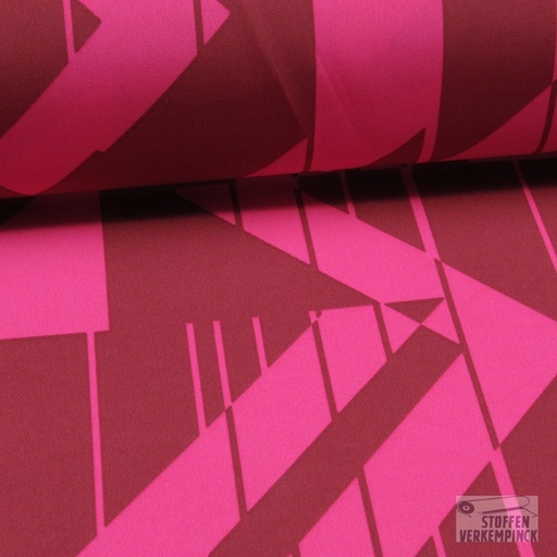 [420-5081] Polyester Twill  Geometrie Wine/Fuchsia