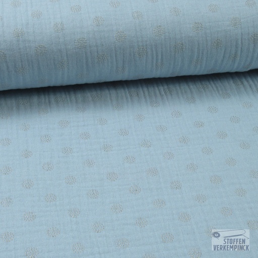 [206-5211-1201] Double Gauze Gold Drops Licht Blauw