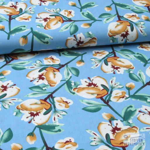 [za-503159-02] Viscose Bloem met Steel Blauw