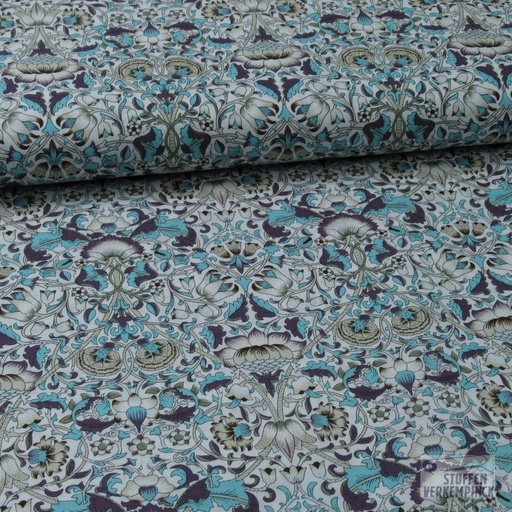 [za-503010-03] Popeline Ornamenten Aqua