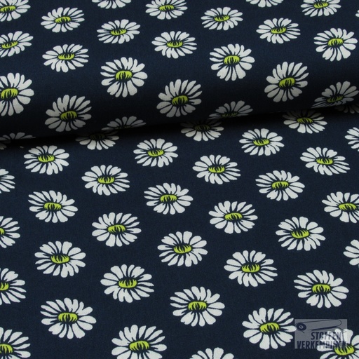 [QT-PC2242-980] Viscose Poplin Daisy Navy