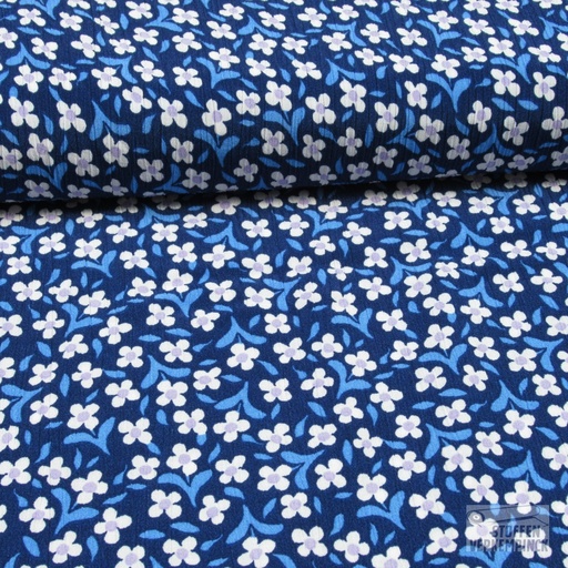 [HE-208774-0008] Viscose Crèpe Bloempje Blauw
