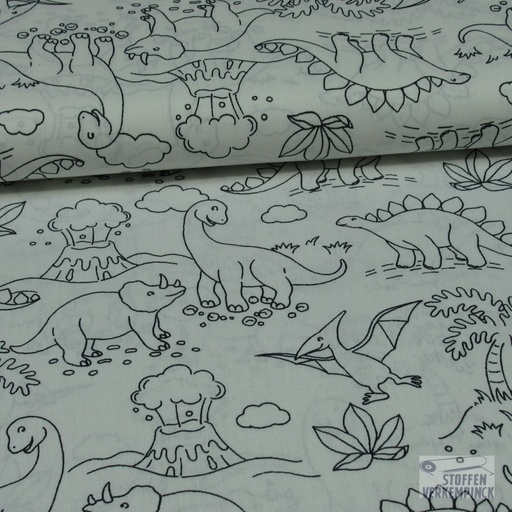 [QT-K16028-510] Katoen Popeline Dino's