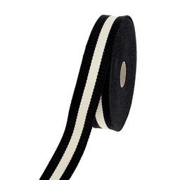 [DI-F400.30-156] Tassenband 30mm Kleur 156-Streep Zwart/Ecru