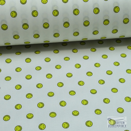 [184-0110] Katoen Print Breedtestretch Smileys